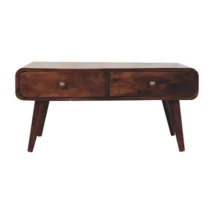Front. Artisan Furniture - Artisan Furniture Solid Wood California Walnut Sonata Coffee Table, 2 Drawers, Dark Brown - Brown.