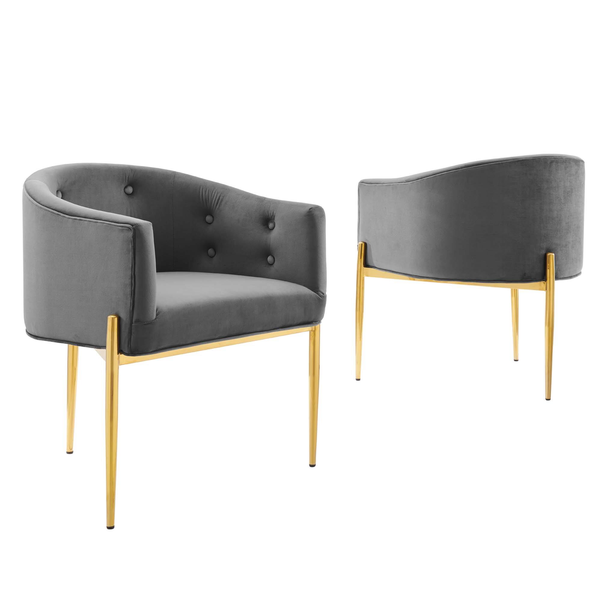 Angle. Modway - Savour Tufted Performance Velvet Accent Chairs Set of 2 by Modway - Gray.