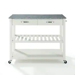 Crosley Furniture - Granite Top Kitchen Prep Rolling Cart - White