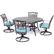 Front. Hanover - Traditions 5-Piece Dining Set with Four Swivel Rockers - Aluminum/Blue.