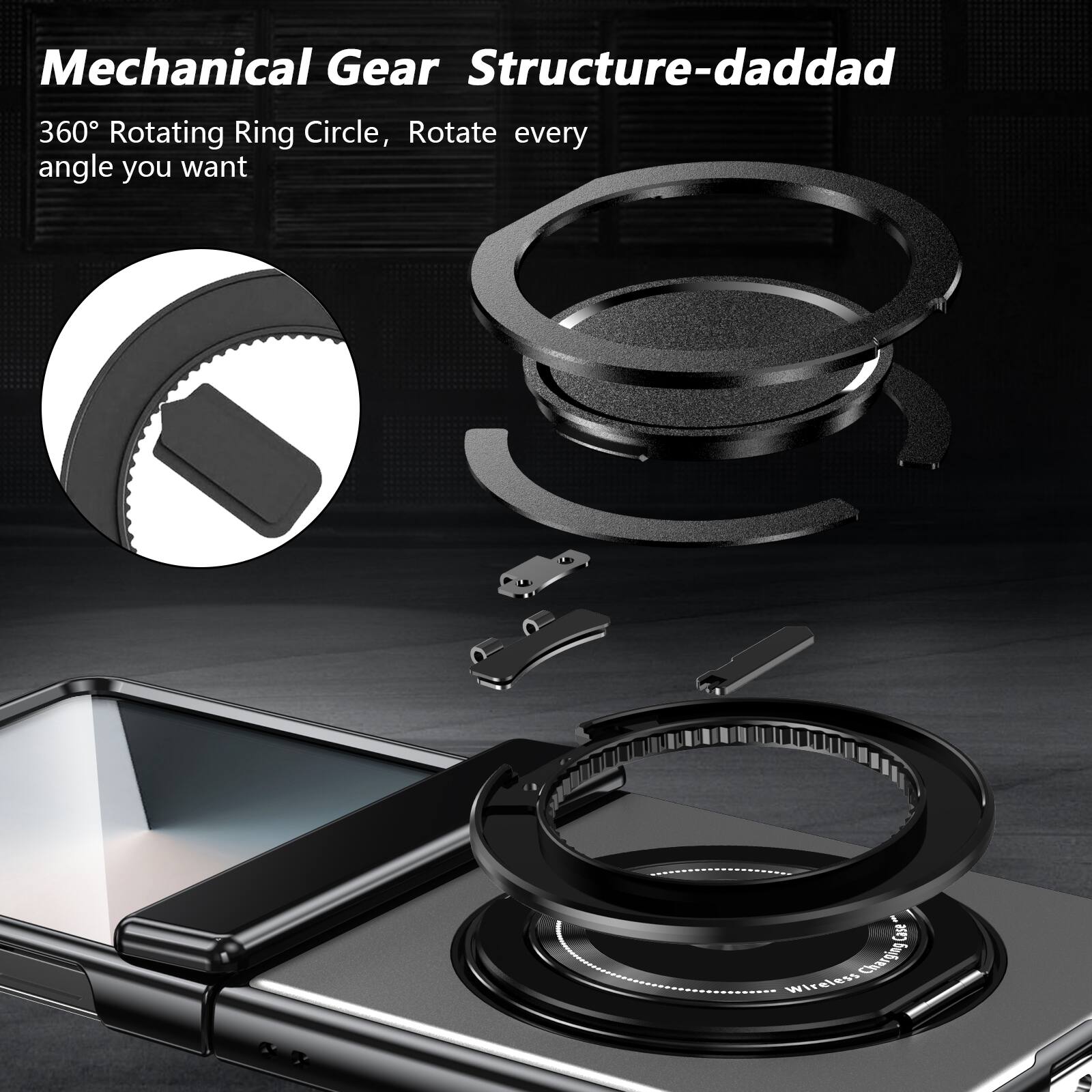 Mechanical Gear Structure-daddad  
360° Rotating Ring Circle, Rotate every angle you want
