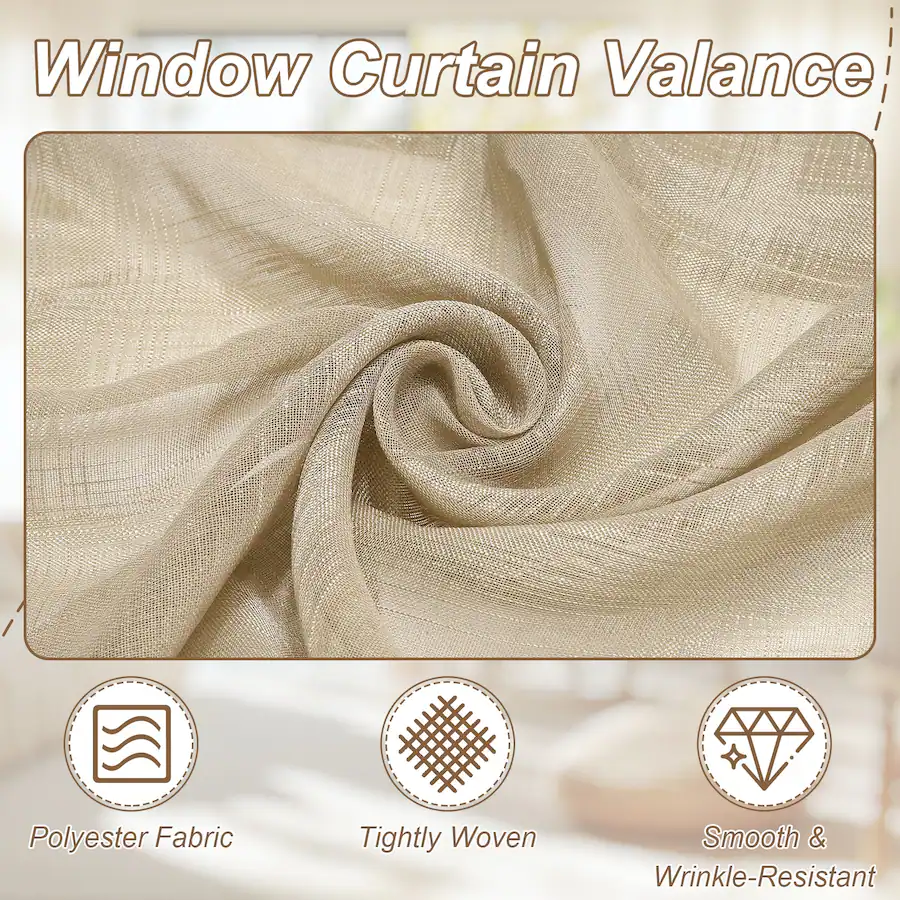 Screen Room Texture Unique Bargains Window Valance Curtains, 51x16 Inch, Small Short Light ...