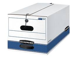 Bankers Box - Stor/File Medium-Duty FastFold File Storage Boxes, String & Button, Letter Size/Blue, 12/Carton - White and Blue