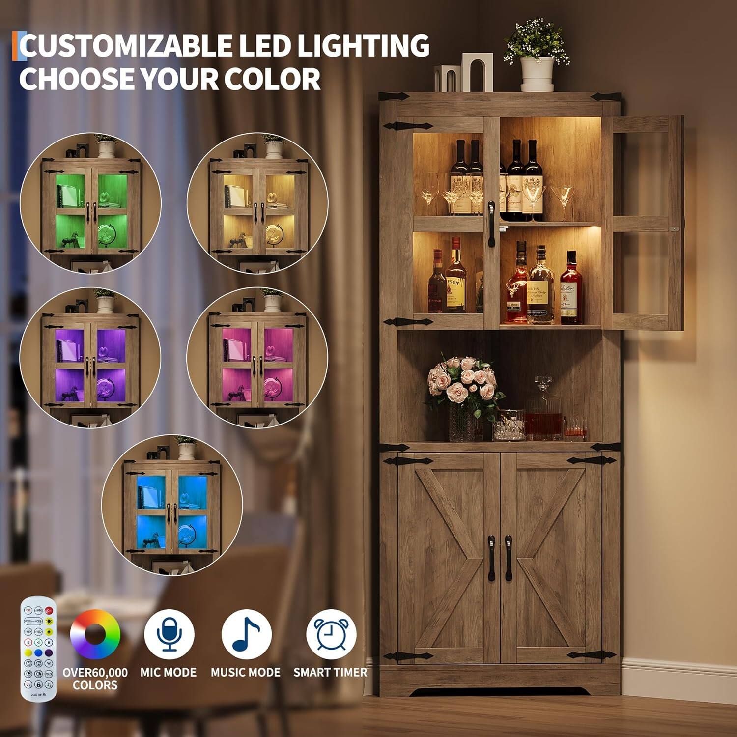 CUSTOMIZABLE LED LIGHTING  
CHOOSE YOUR COLOR

OVER 60,000 COLORS

MIC MODE  
MUSIC MODE  
SMART TIMER