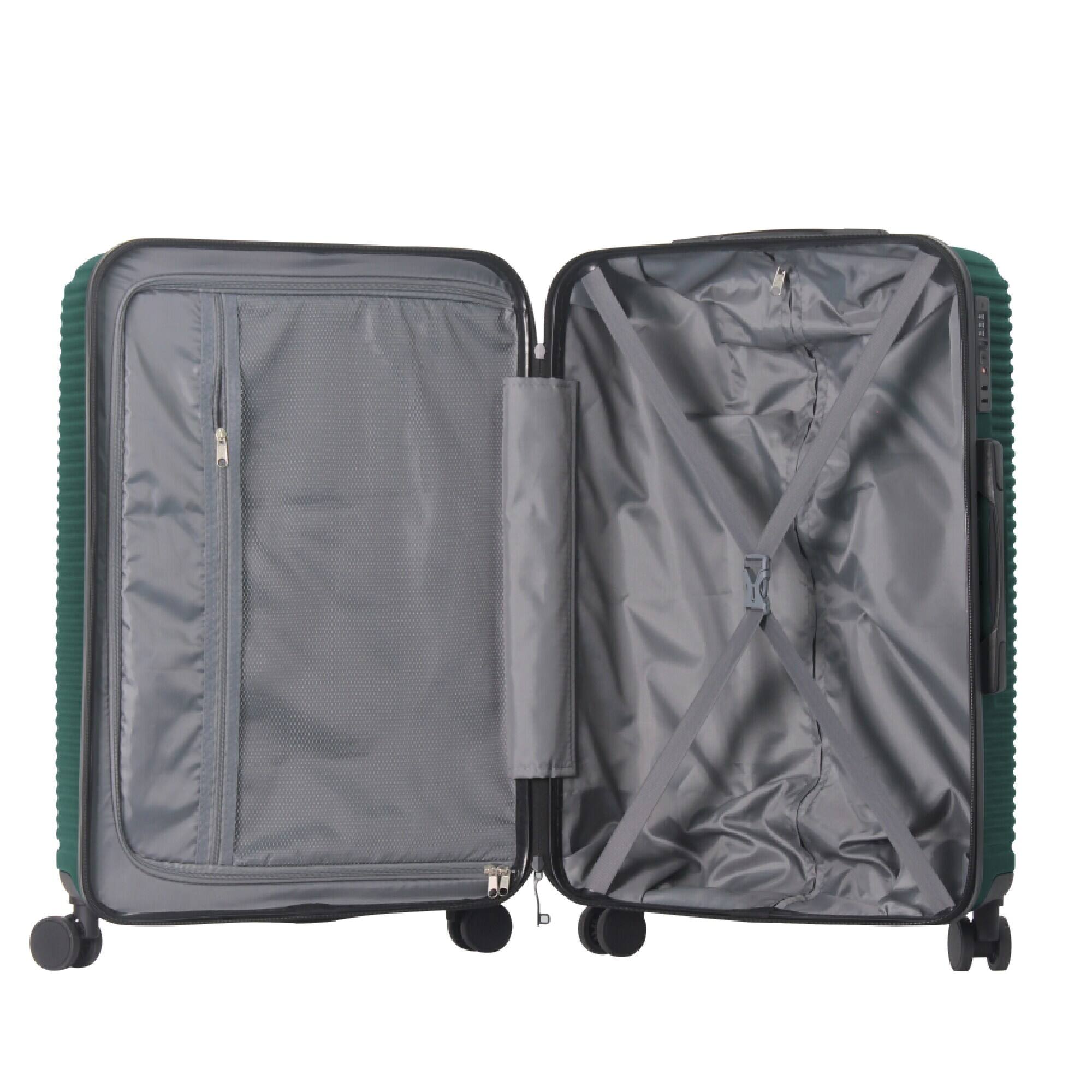 Alt View 9. Bestier - 3-Piece ABS Hardshell Luggage Set (20”/24”/28”) with Spinner Wheels, TSA Lock & Lightweight Design - Dark Green.