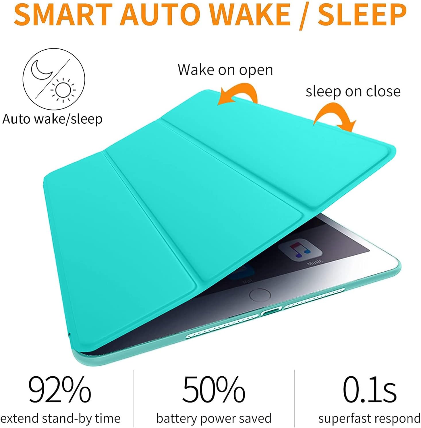 SMART AUTO WAKE / SLEEP

Auto wake/sleep
Wake on open
sleep on close

92% extend stand-by time
50% battery power saved
0.1s superfast respond