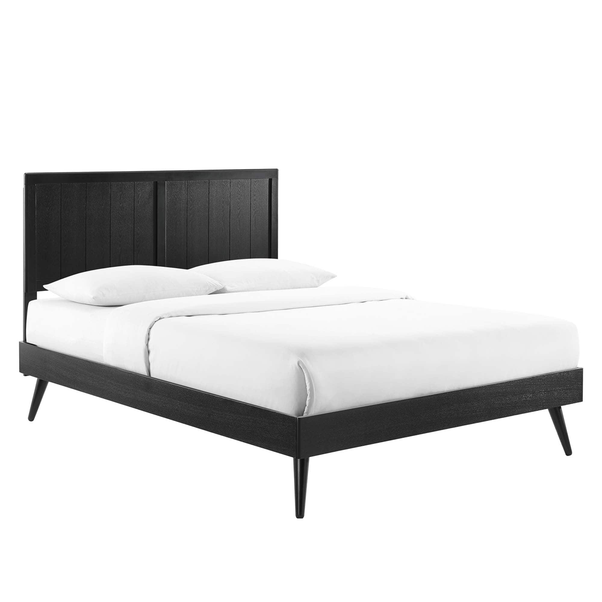 Modway - Alana Wood Queen Platform Bed With Splayed Legs - Black