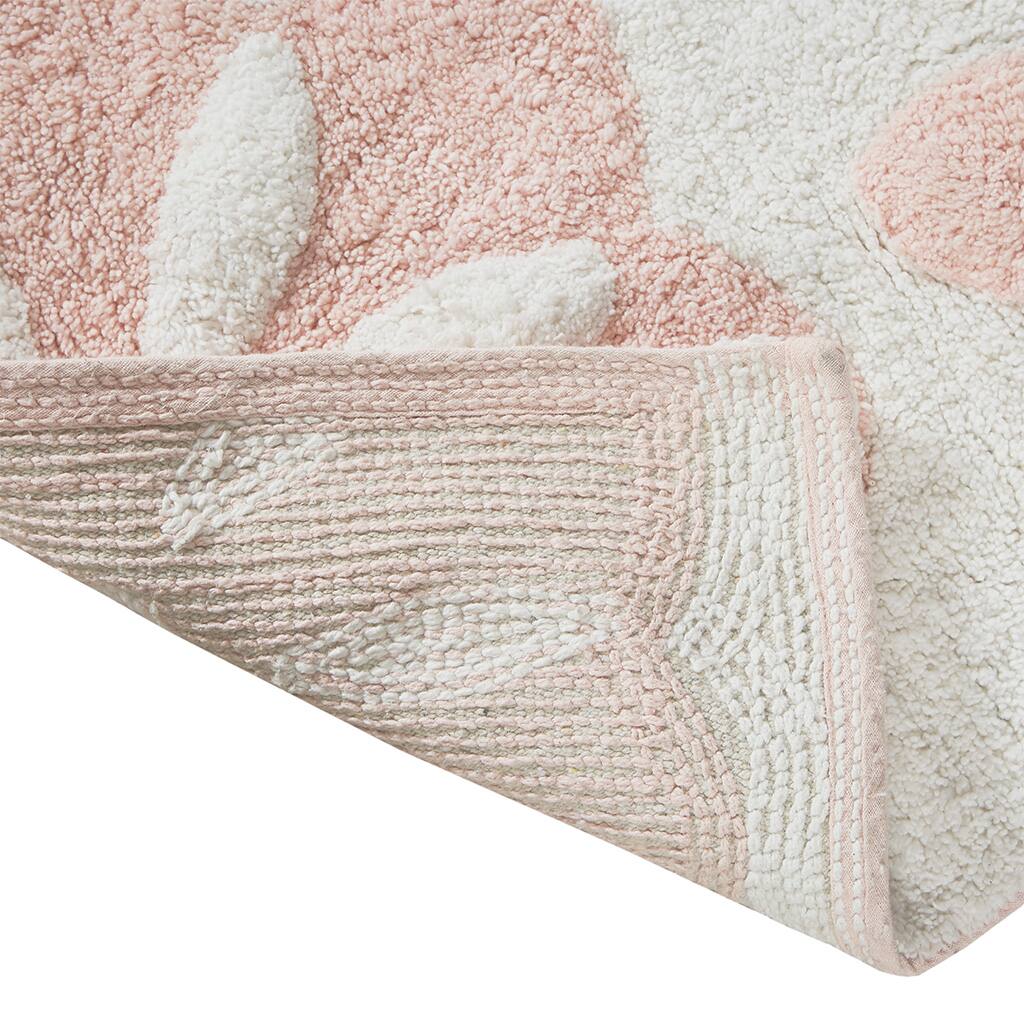 Back. APRILSOUL - Global Medallion Cotton Bath Rug Plush Super Absorbent Multiple Sizes Colors - Pink.