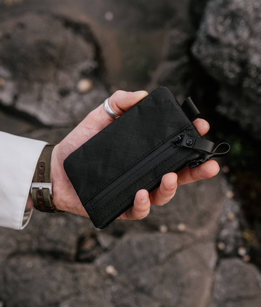 Left. ALPAKA - Zip Pouch RFID Wallet Pouch, Slim Card Holder for Cash/Cards/Coins, YKK AquaGuard Zippers - Black Ultradyne 100D.
