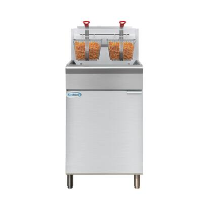 Front. Koolmore - 75 lb. Floor Standing Liquid Propane Commercial Fryer with 150,000 BTU in Stainless-Steel, ETL Listed (KM-FDF75-LP) - Silver.