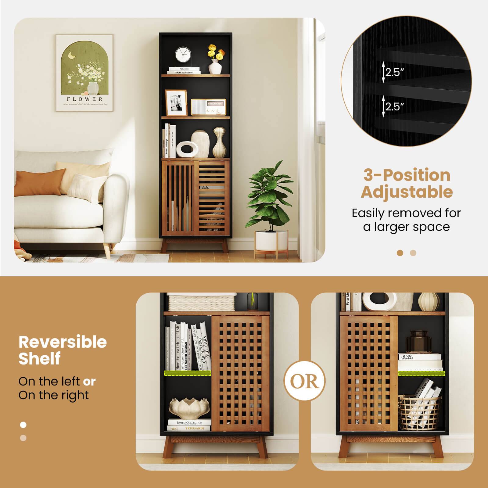 2.5" FLOWER 2.5"  
3-Position Adjustable  
Easily removed for a larger space  
Reversible Shelf  
On the left or On the right  

3-Position Adjustable  
Easily removed for a larger space  

Reversible Shelf  
On the left or On the right  

OR