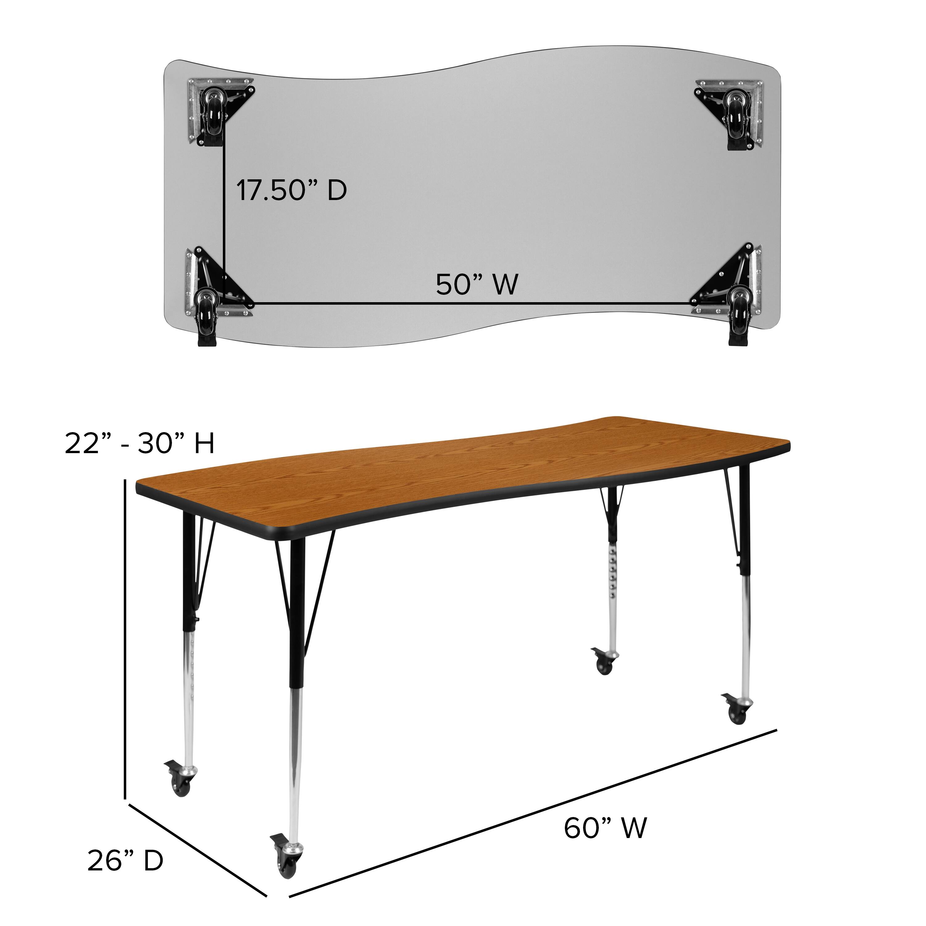17.50" D x 50" W  
22" - 30" H  
26" D x 60" W