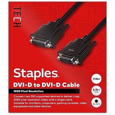 Staples TECH - 6.5 ft. DVI-D to DVI-D Cable, Male to Male, (ST62473) - Black