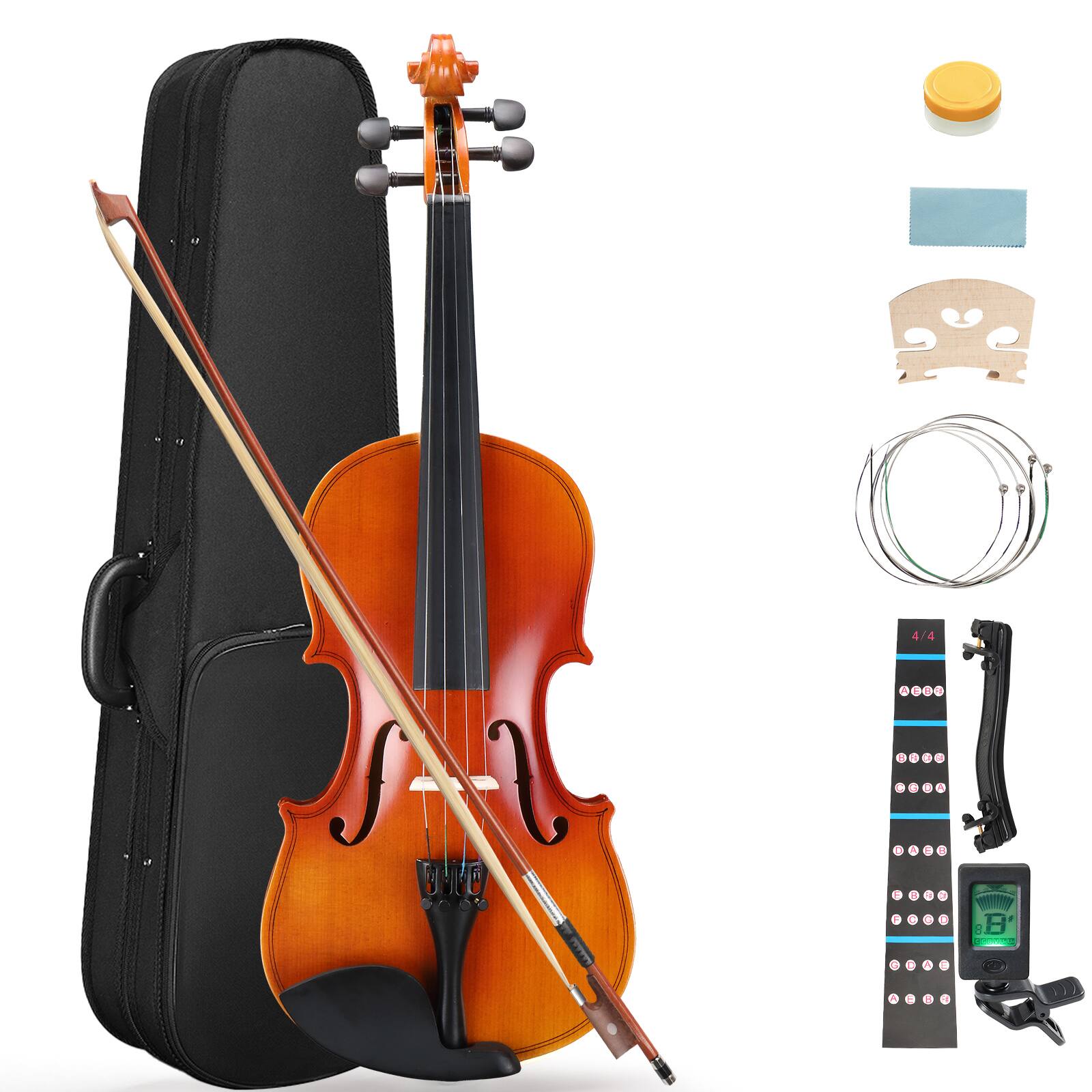 Front. Winado - New 4/4 Full Size Natural Color Acoustic Violin w/ Case Bow Rosin.