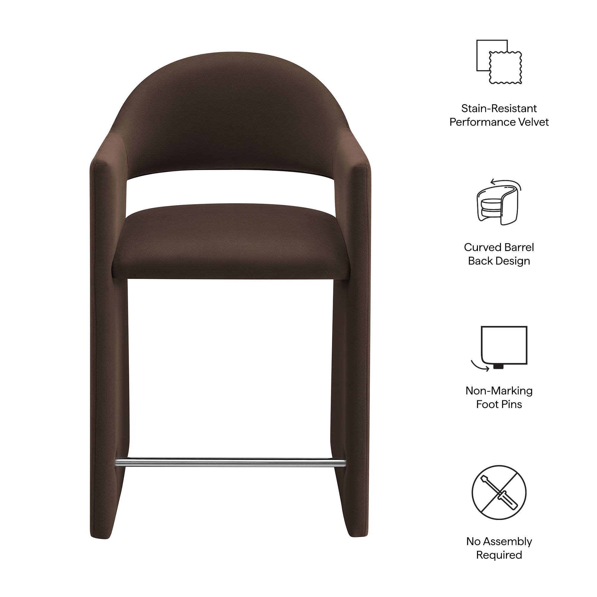 Stain-Resistant Performance Velvet  
Curved Barrel Back Design  
Non-Marking Foot Pins  
No Assembly Required