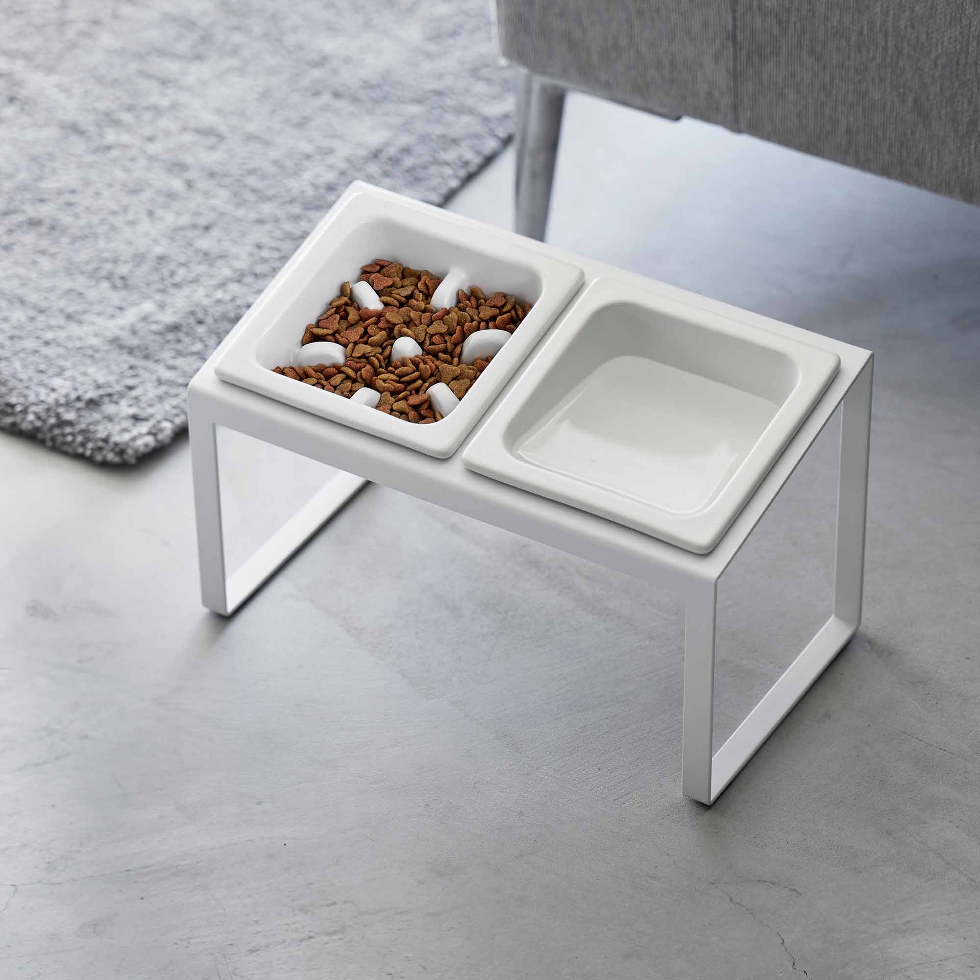 Alt View 2. Yamazaki Home - Slow Feeder Pet Bowl - Steel + Ceramic - Black.