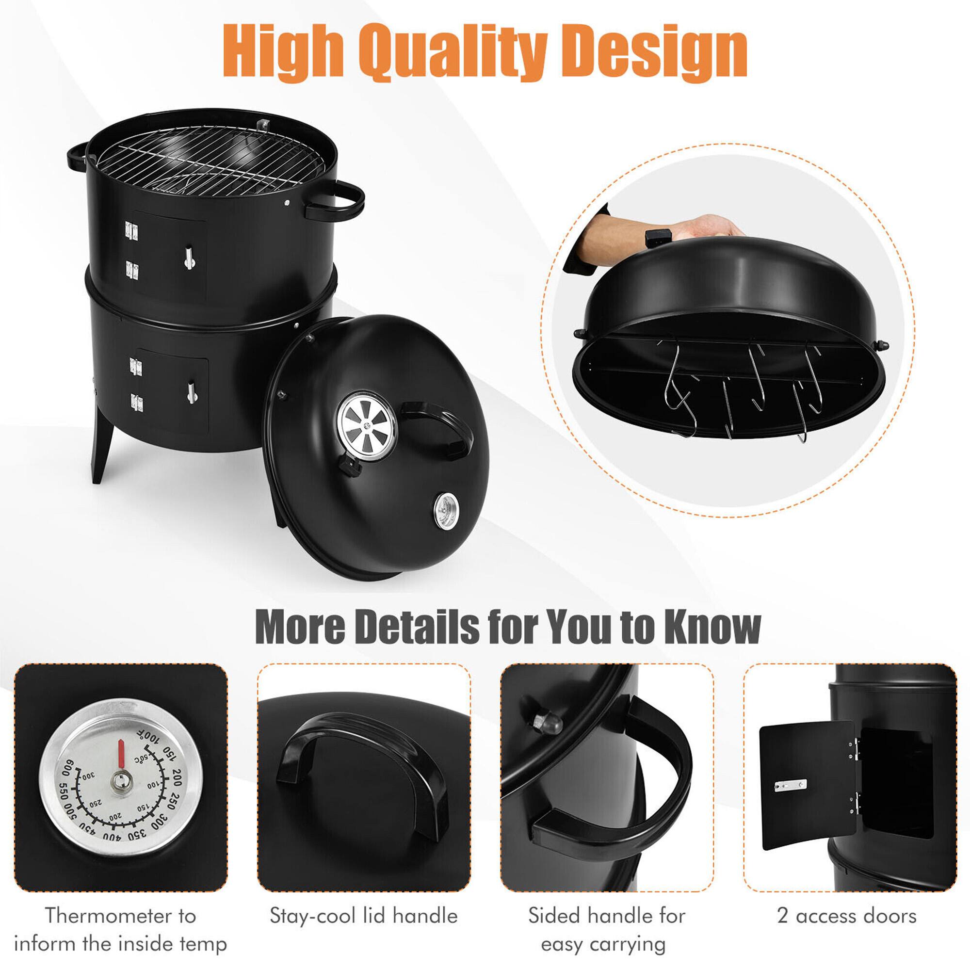 High Quality Design

More Details for You to Know

- Thermometer to inform the inside temp
- Stay-cool lid handle
- Sided handle for easy carrying
- 2 access doors