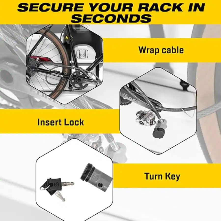 Stainless Rack Lock Saris Trunk Bike Rack Lock, 1.75 lb, Stainless Steel Cable for Bicycle ...