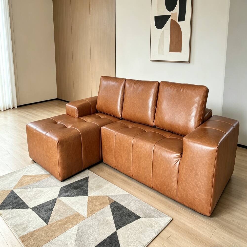 Alt View 4. Loheer - Loheer Boneless Couch Cloud Sectional L Shaped Modular Sofa Brown - Brown.