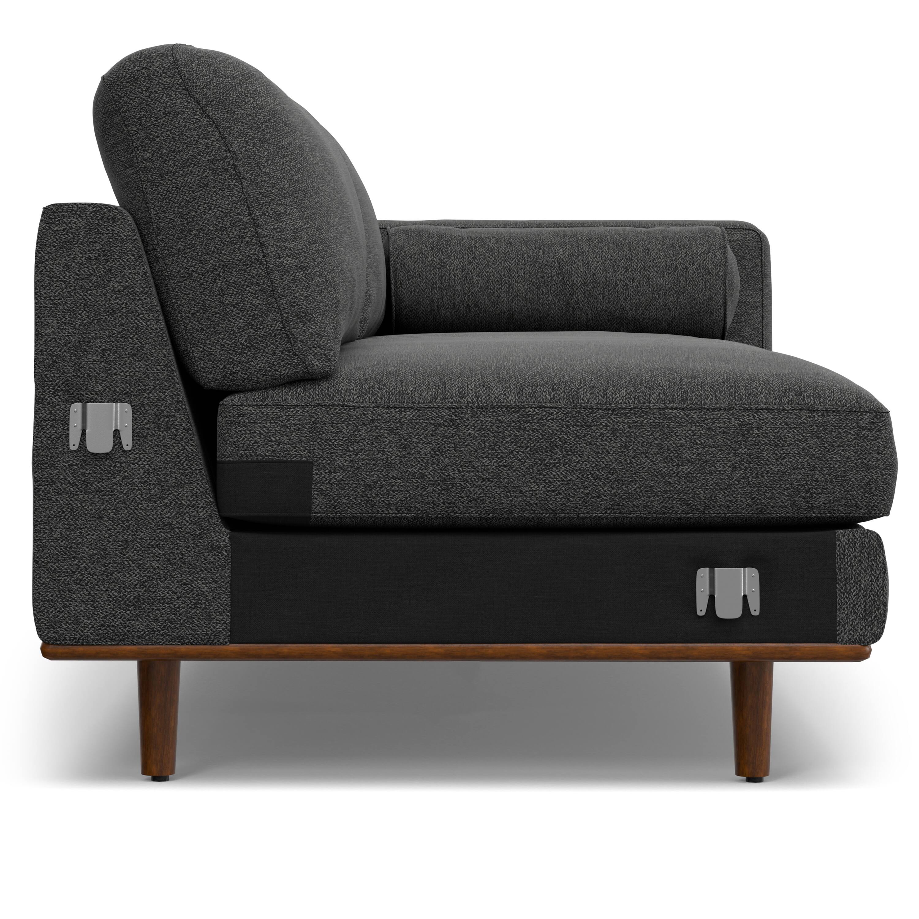 Alt View 5. Simpli Home - Morrison Mid Century Left Sectional 102 inch Wide Sofa Sectional in Charcoal Grey Woven-Blend Fabric - Charcoal Grey.