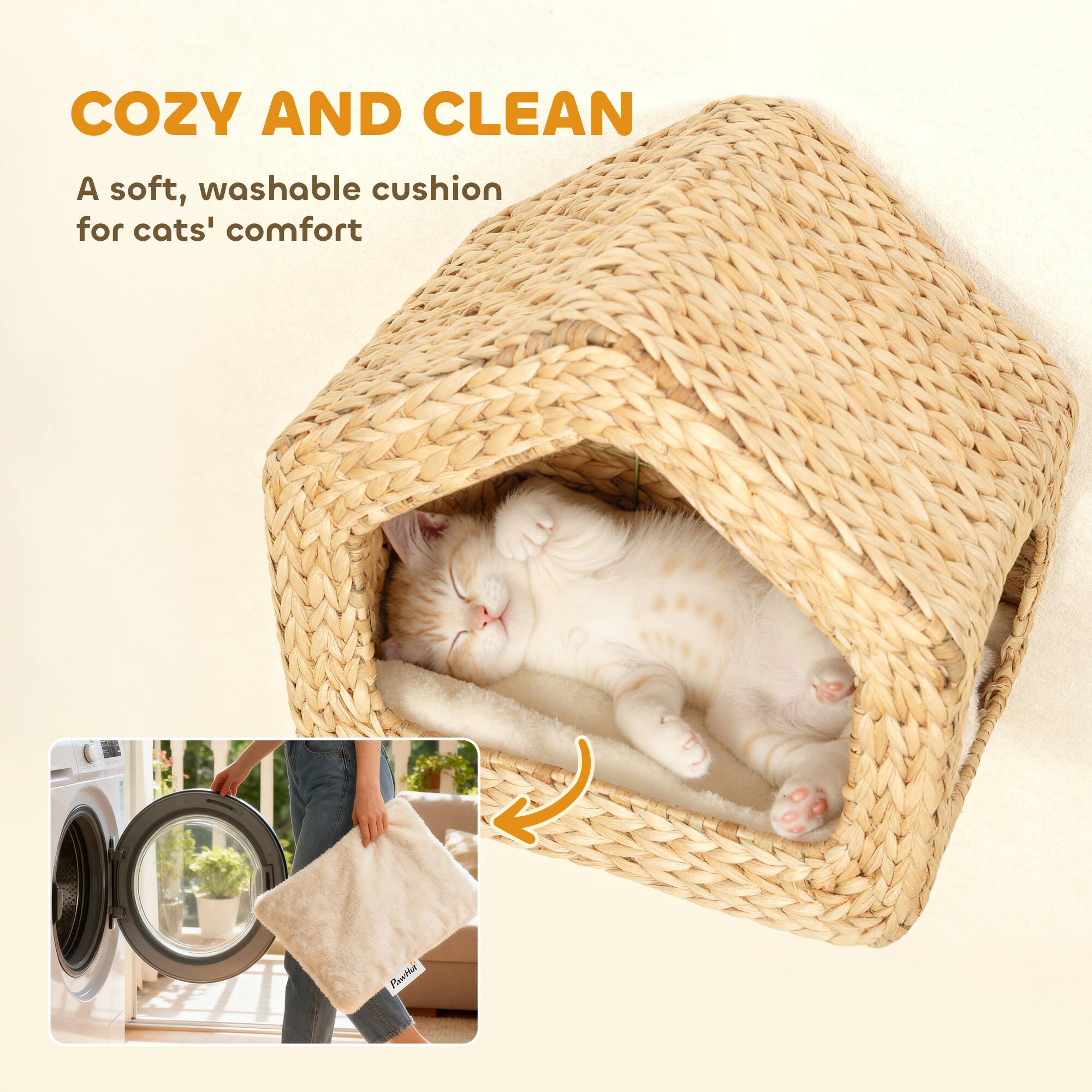 COZY AND CLEAN  
A soft, washable cushion for cats' comfort