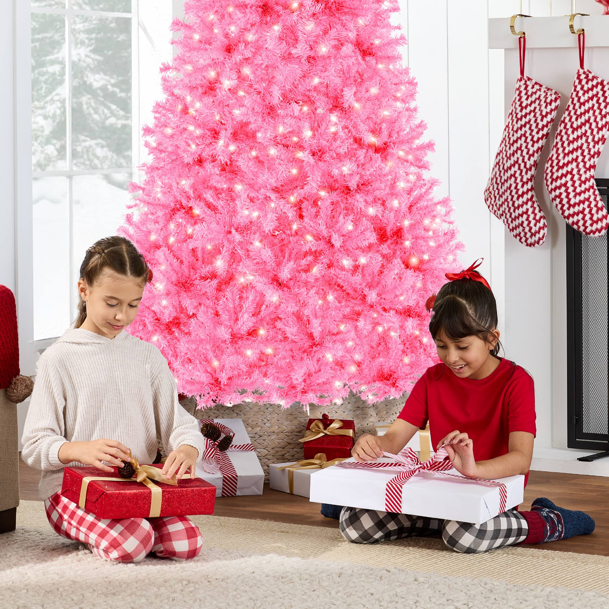 Alt View 4. Best Choice Products - Best Choice Products 6ft Pre-Lit Pink Christmas Tree, Artificial Holiday Decoration w/ 947 Branch Tips, 250 Lights - Pink.
