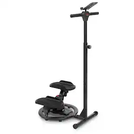 Sunny Health & Fitness - Smart Swivel Stepper with Handlebars, 3 Motion Modes & Trainer-Led Workouts via SunnyFit App - Black