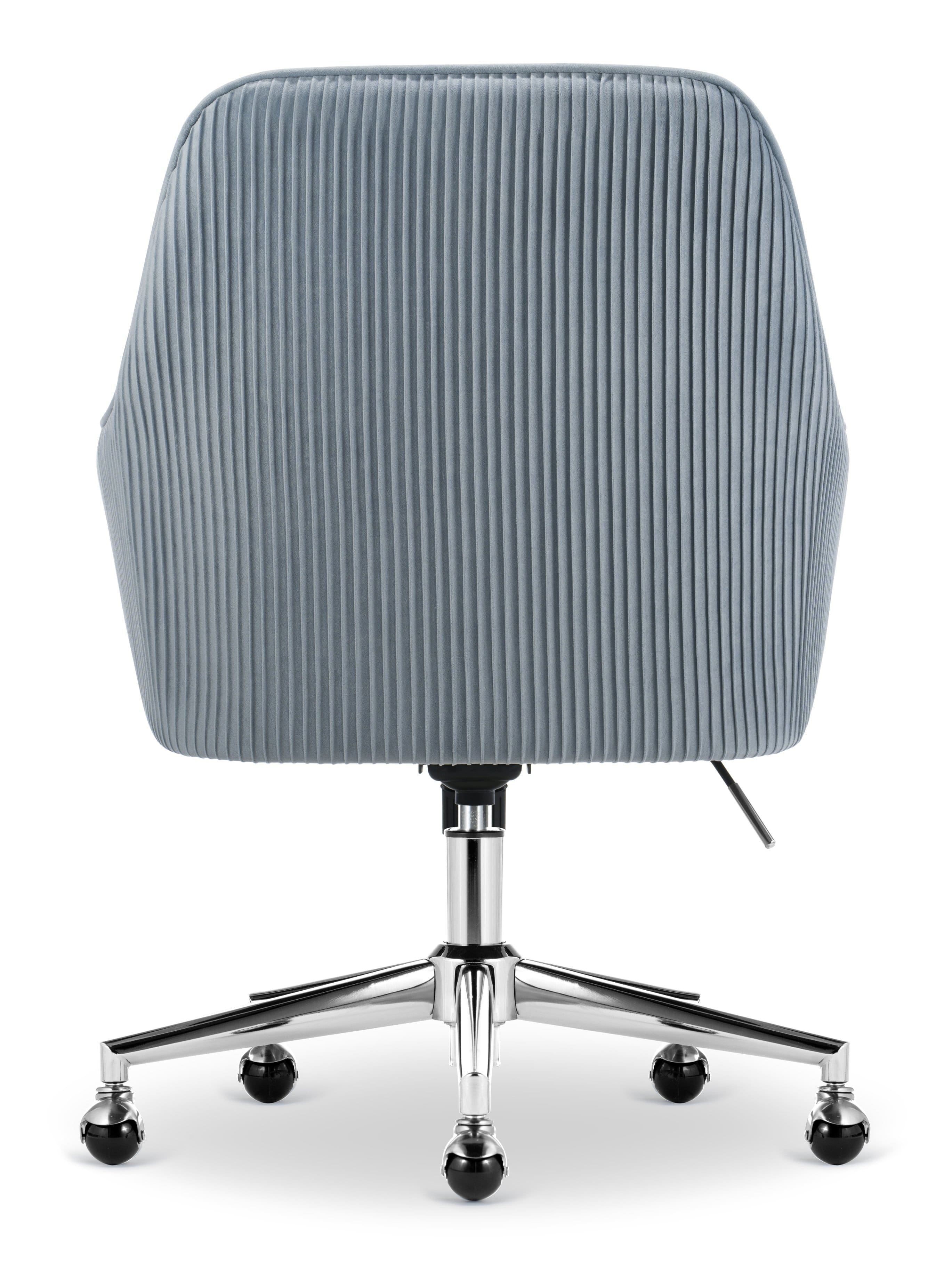 Serta Chloe Soft Velvet Modern Home Office Chair Ash Blue Silver Chrome