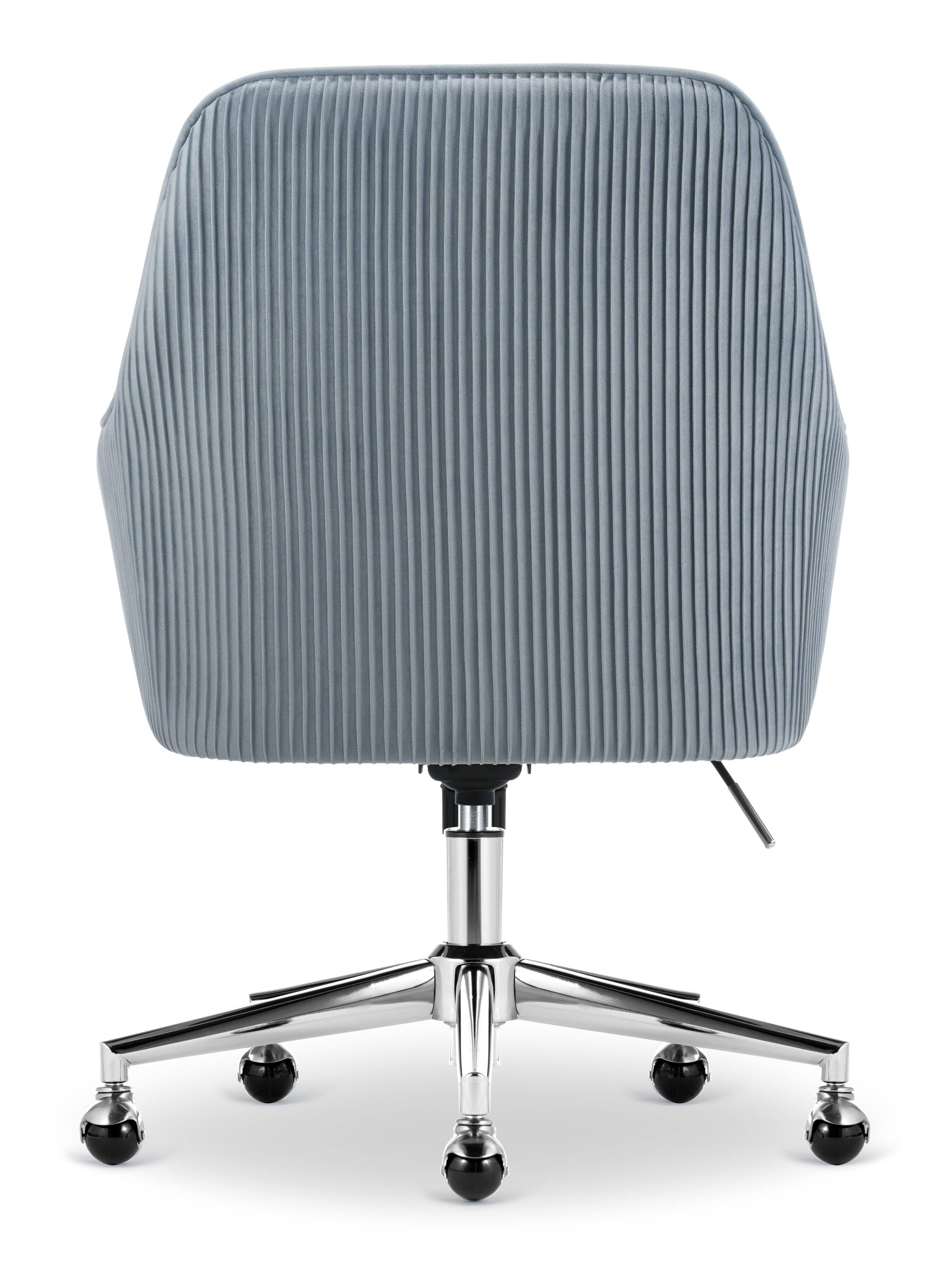 Alt View 20. Serta - Chloe Soft Velvet Modern Home Office Chair - Ash Blue - Silver Chrome Base.