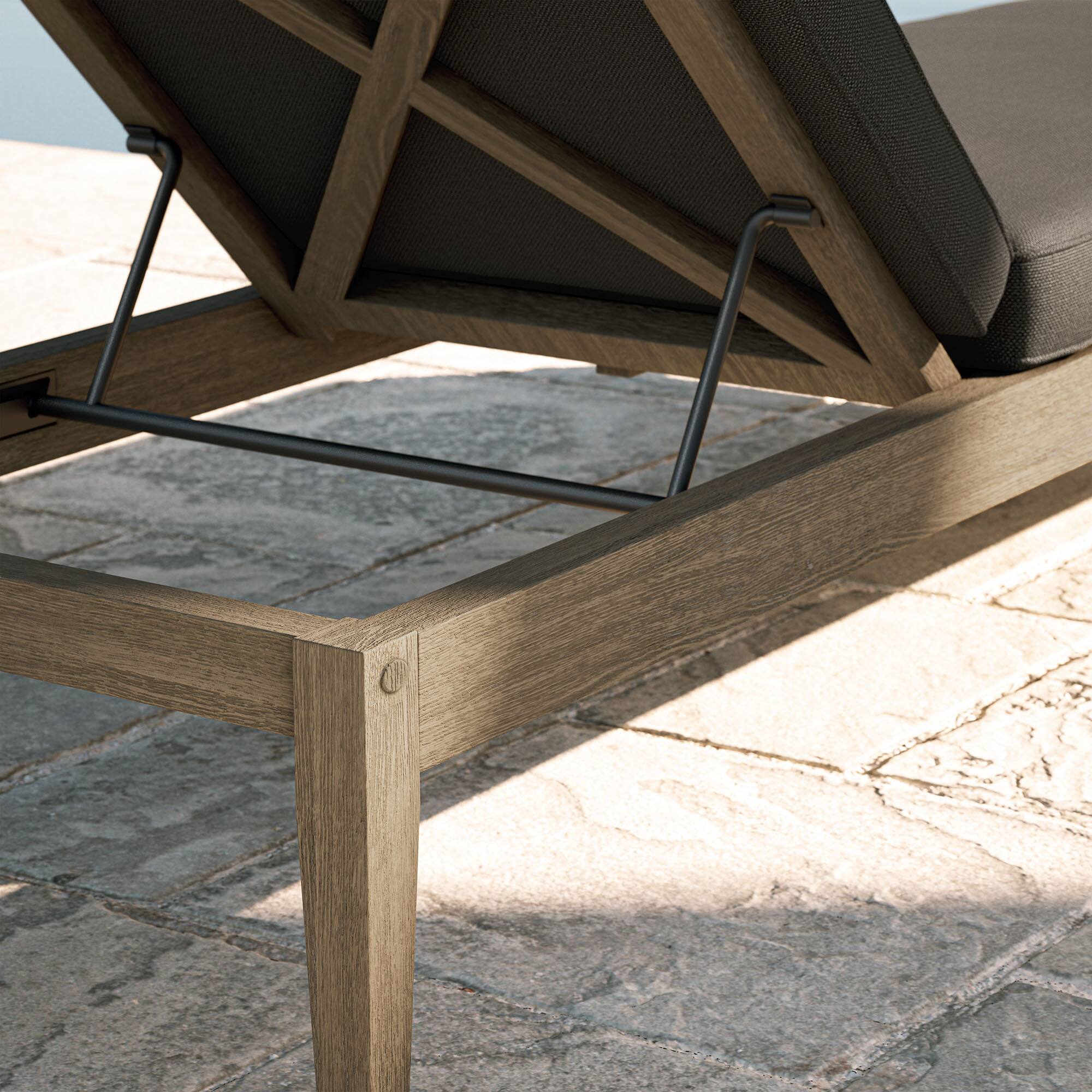 Alt View 1. Modway - Northlake Outdoor Teak Chaise Lounge by Modway - Flint Gray.