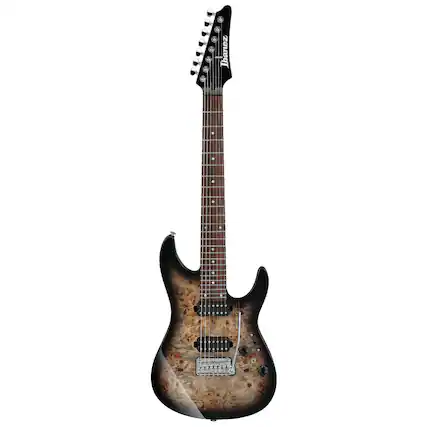 Front. Ibanez - Ibanez AZ Premium AZ427P1PB 7-String Electric Guitar, Charcoal Black Burst.