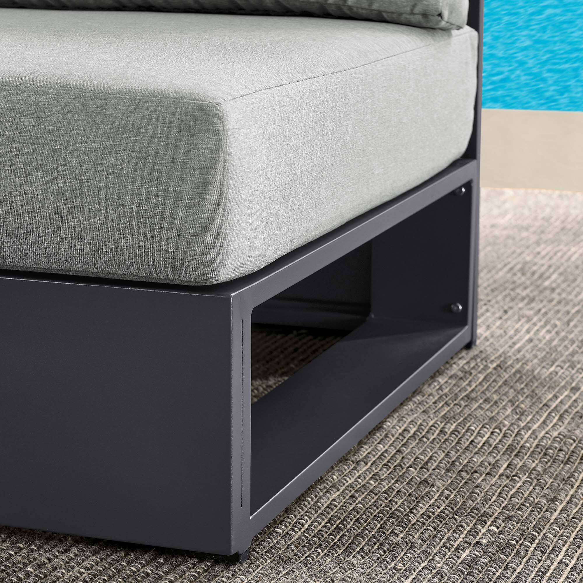 Alt View 1. Modway - Tahoe Outdoor Patio Powder-Coated Aluminum Modular Armless Chair by Modway - Gray Gray.