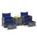 Front. Costway - 5 Piece Patio Rattan Furniture with 2 Ottomans & Tempered Glass Coffee Table - Navy + Mix Grey.