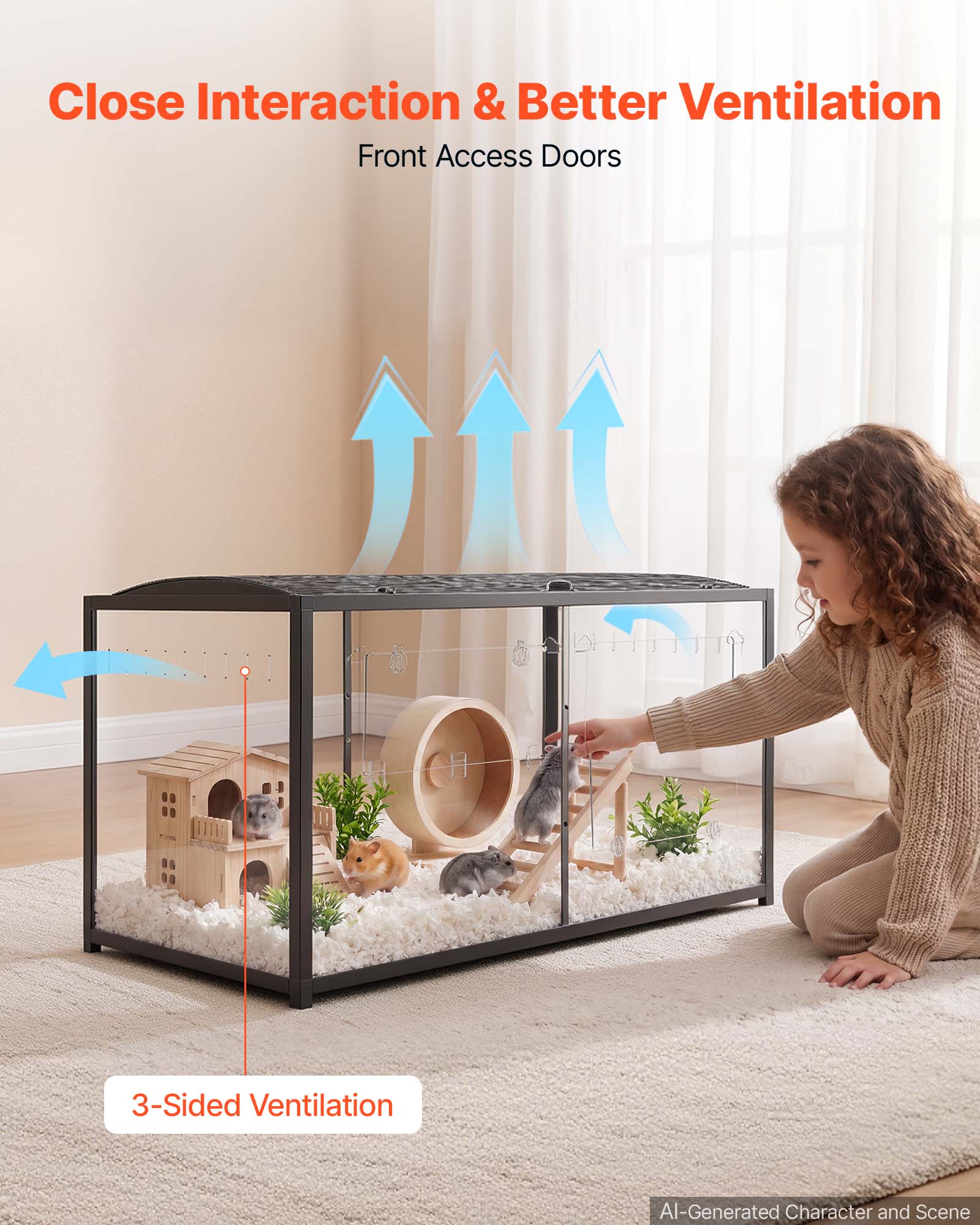 Close Interaction & Better Ventilation  
Front Access Doors  

3-Sided Ventilation  

AI-Generated Character and Scene