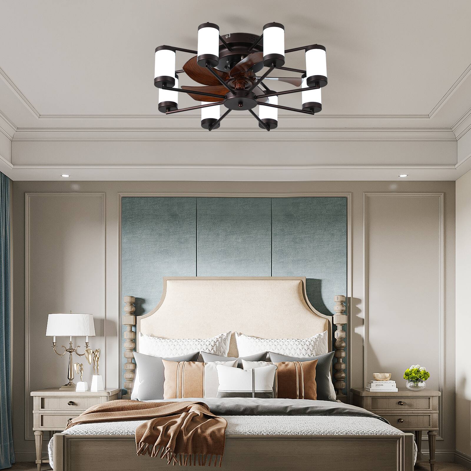 APRILSOUL - 22-inch Modern Ceiling Fan with LED Light – 5-Blade Fan and Cylindrical Light Fixtures for Bedroom Living Room