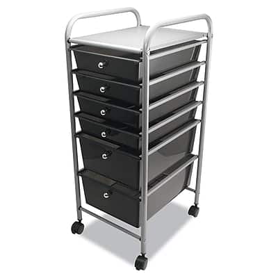 Advantus - 6-Drawer Rolling Organizer - Smoke