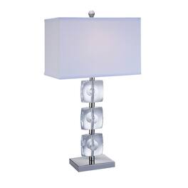 Manhattan Lane - 28 Inch Table Lamp, Crystal Stand, Rectangular Shade, Metal - White, Clear