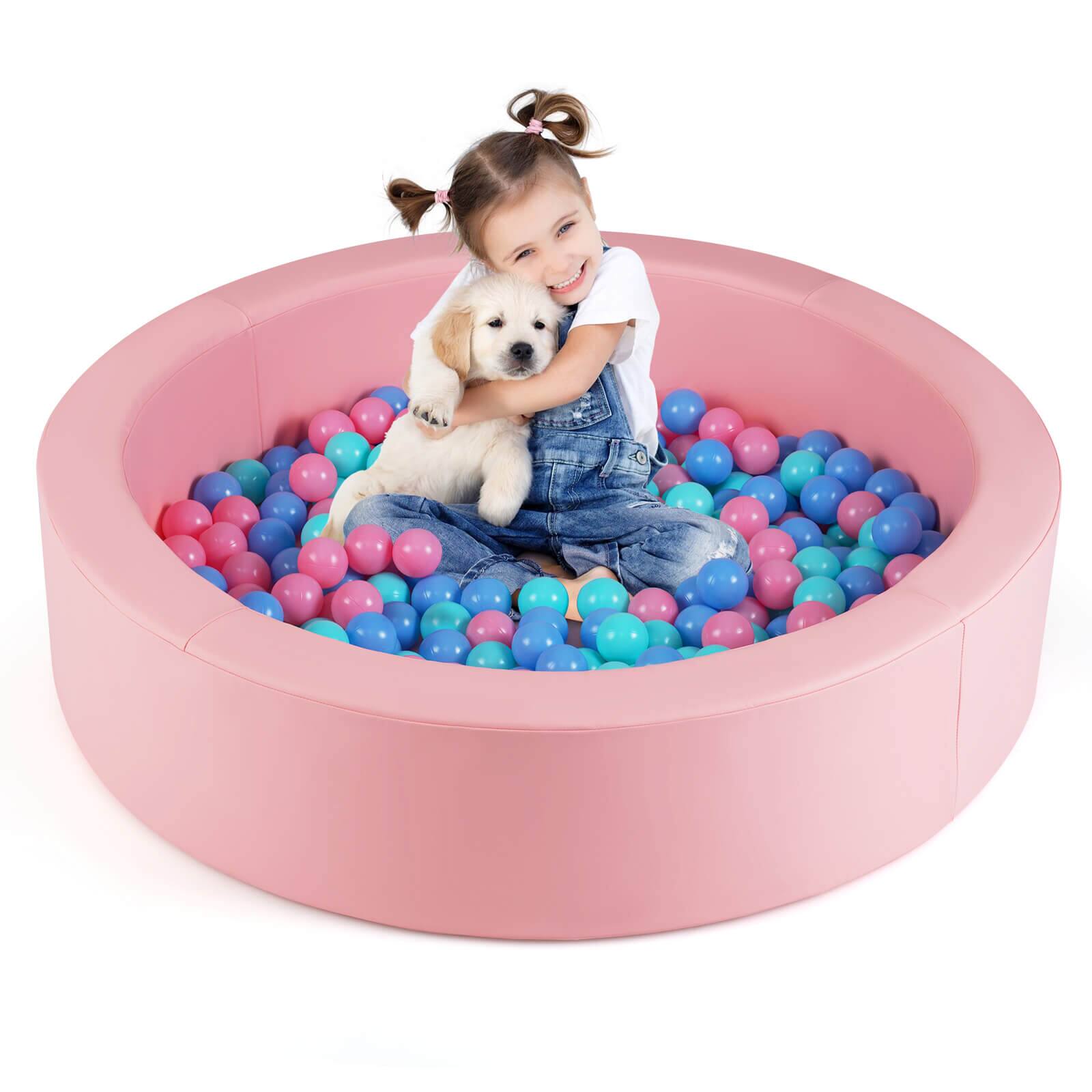 Alt View 9. Costway - Costway 42.5" Round Foam Ball Pits with 25D Sponge Filling Washable PU Cover for Kids Gift - Pink.