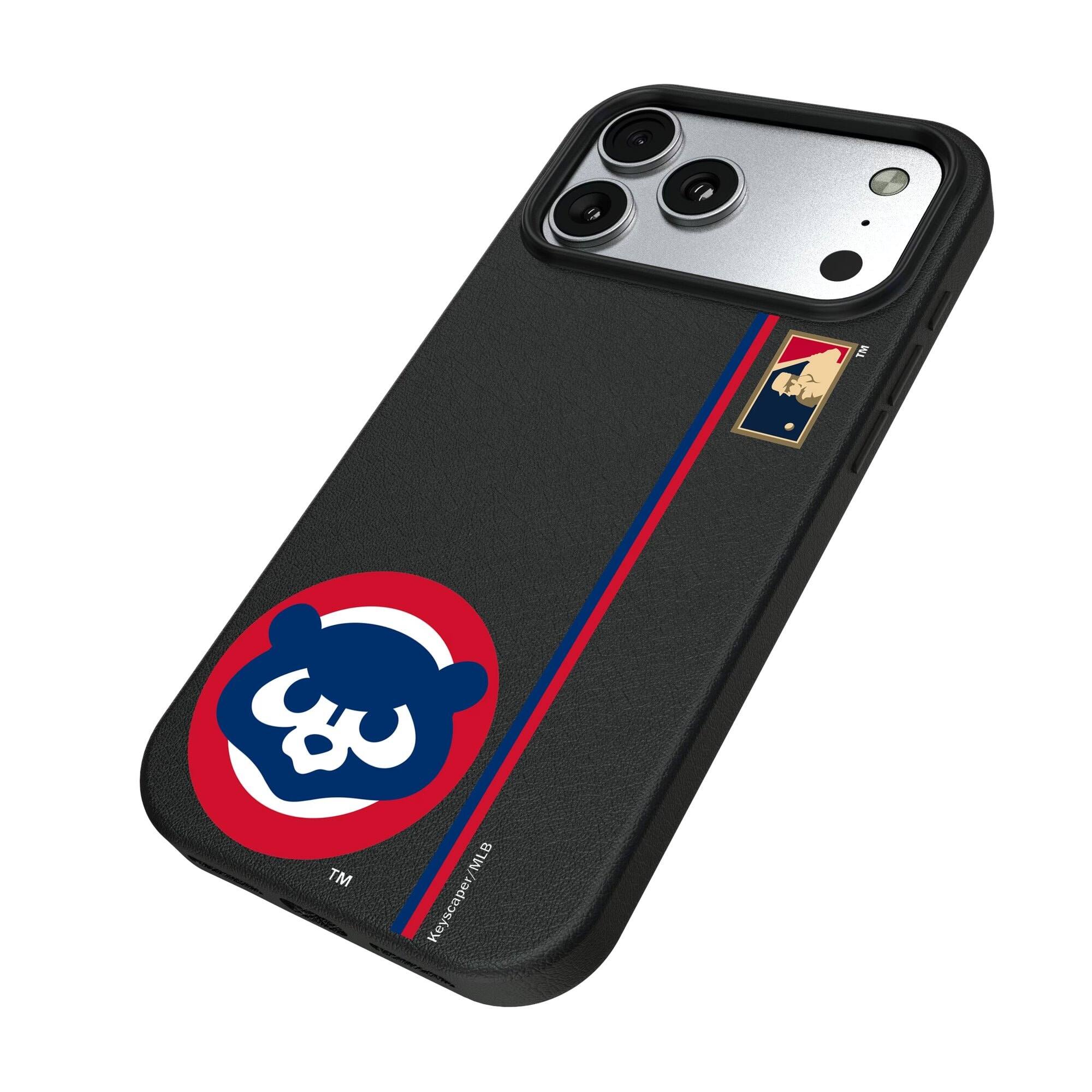 Alt View 1. Keyscaper - Chicago Cubs 1979 Logo iPhone Magnetic Bump Case - 16 Pro Max - Black.