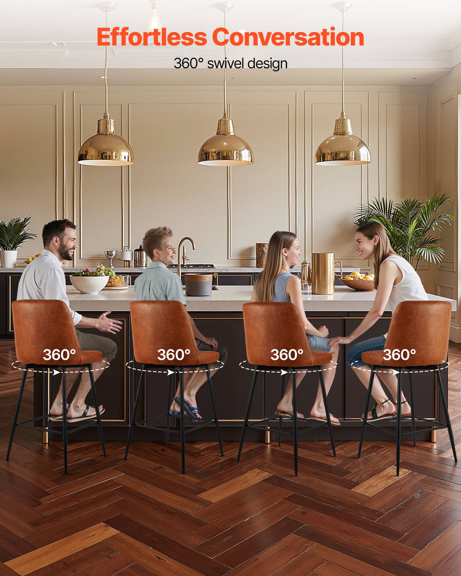 Effortless Conversation  
360° swivel design