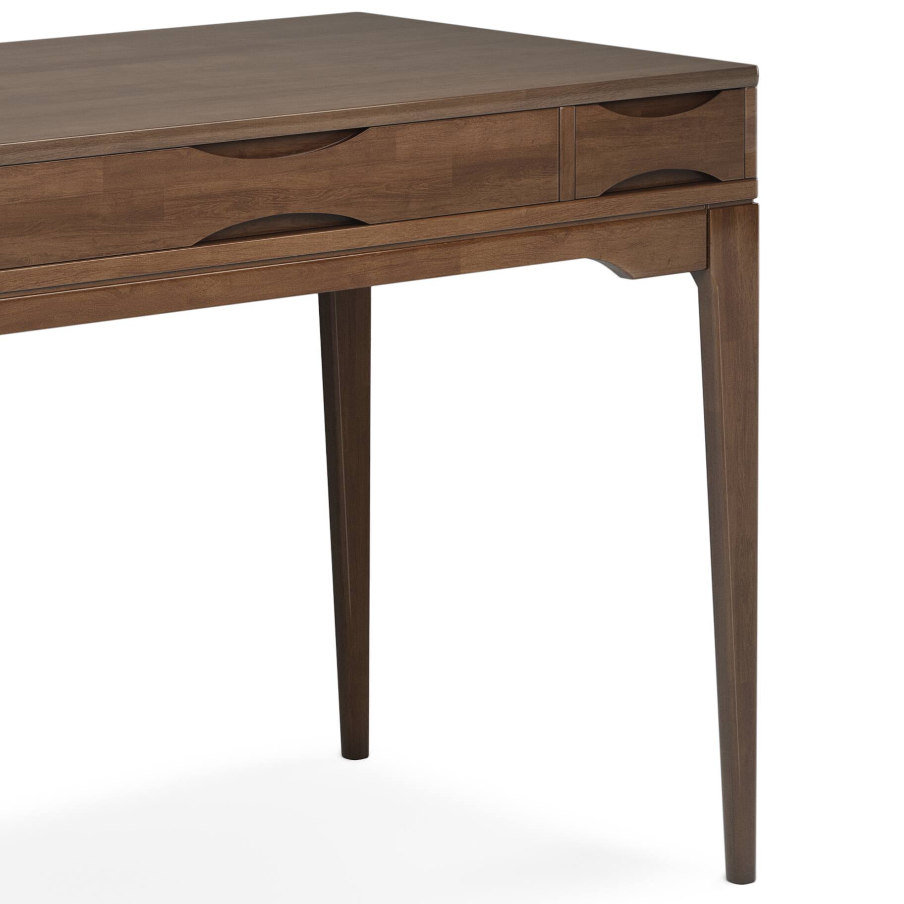Alt View 6. Simpli Home - Harper 48 inch Wide Solid Hardwood Mid-Century Modern Small Desk in Walnut Brown - Walnut Brown.