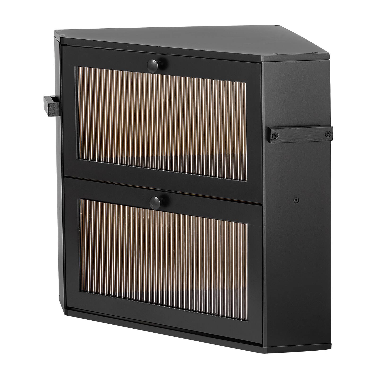 Alt View 5. VEVOR - Corner Bread Box for Kitchen Counter Bamboo Wood Container Black, for Homemade Bread, Under Cabinet, and Pantry - Black.