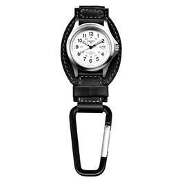 Dakota - Leather Field Clip, Clip Watch, Leather Fob Strap, Lightweight Dress Watch, Outdoor Gifts for Men and Women - Black