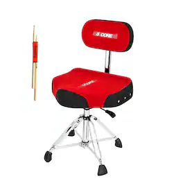 5 CORE - Drum Throne w Backrest 4" Padded Seat Airlift Height Adjustment 31.5" Drum Stool Velvet Seat