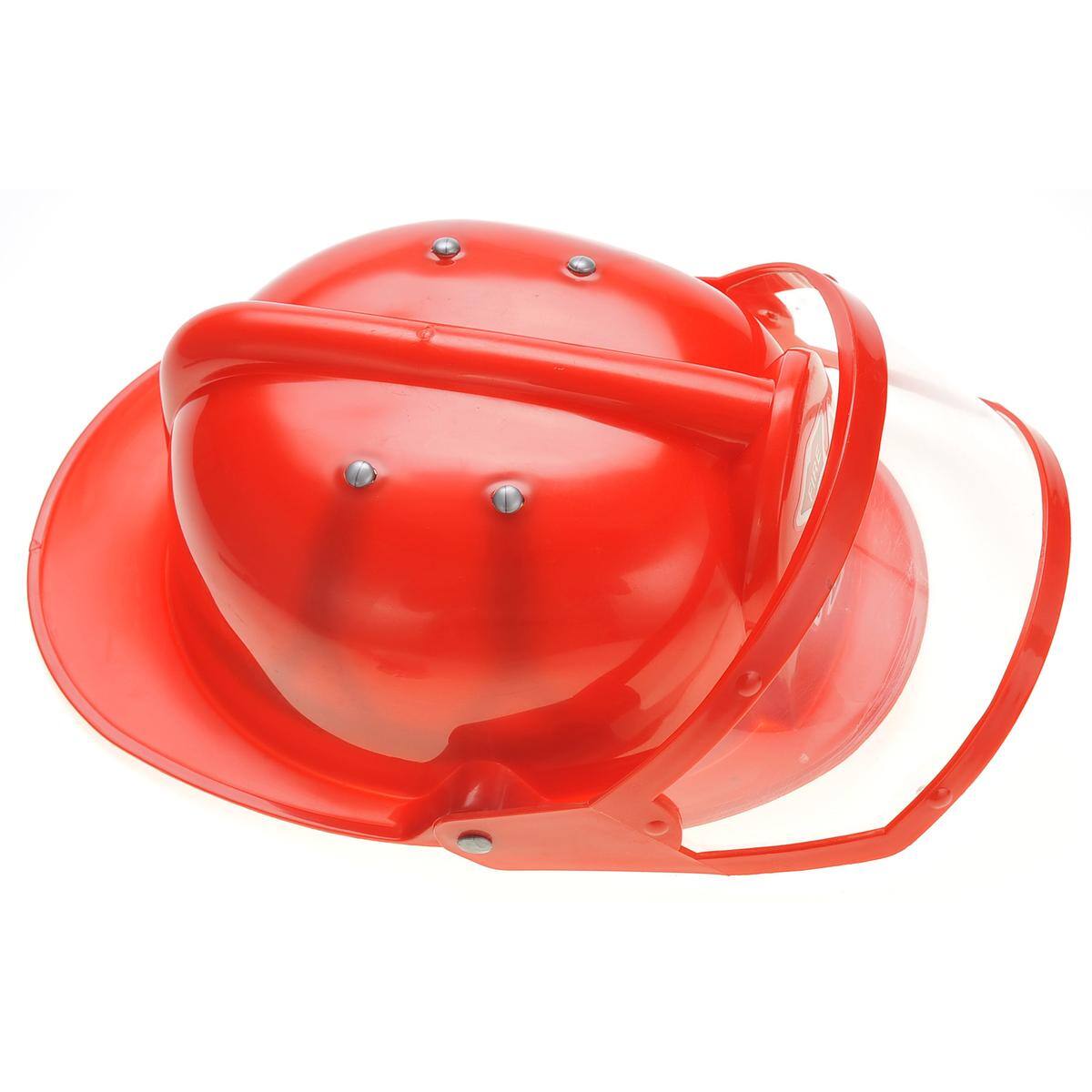 Left. JuzToys - Firefighter Costume for Kids – Firefighter Helmet, Fire Extinguisher, Microphone, Red - Red.