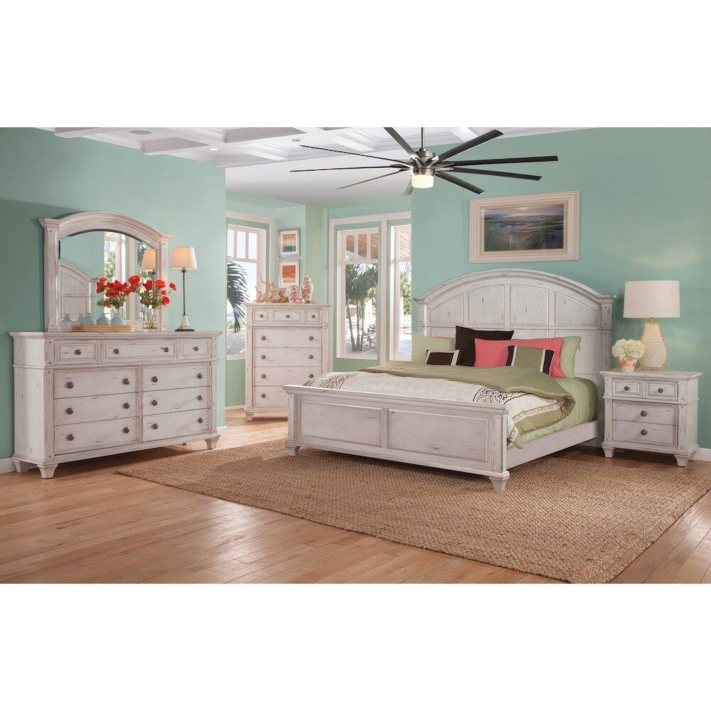Alt View 1. American Woodcrafters - Sedona 3-Drawer Nightstand - Cobblestone White - Gray.