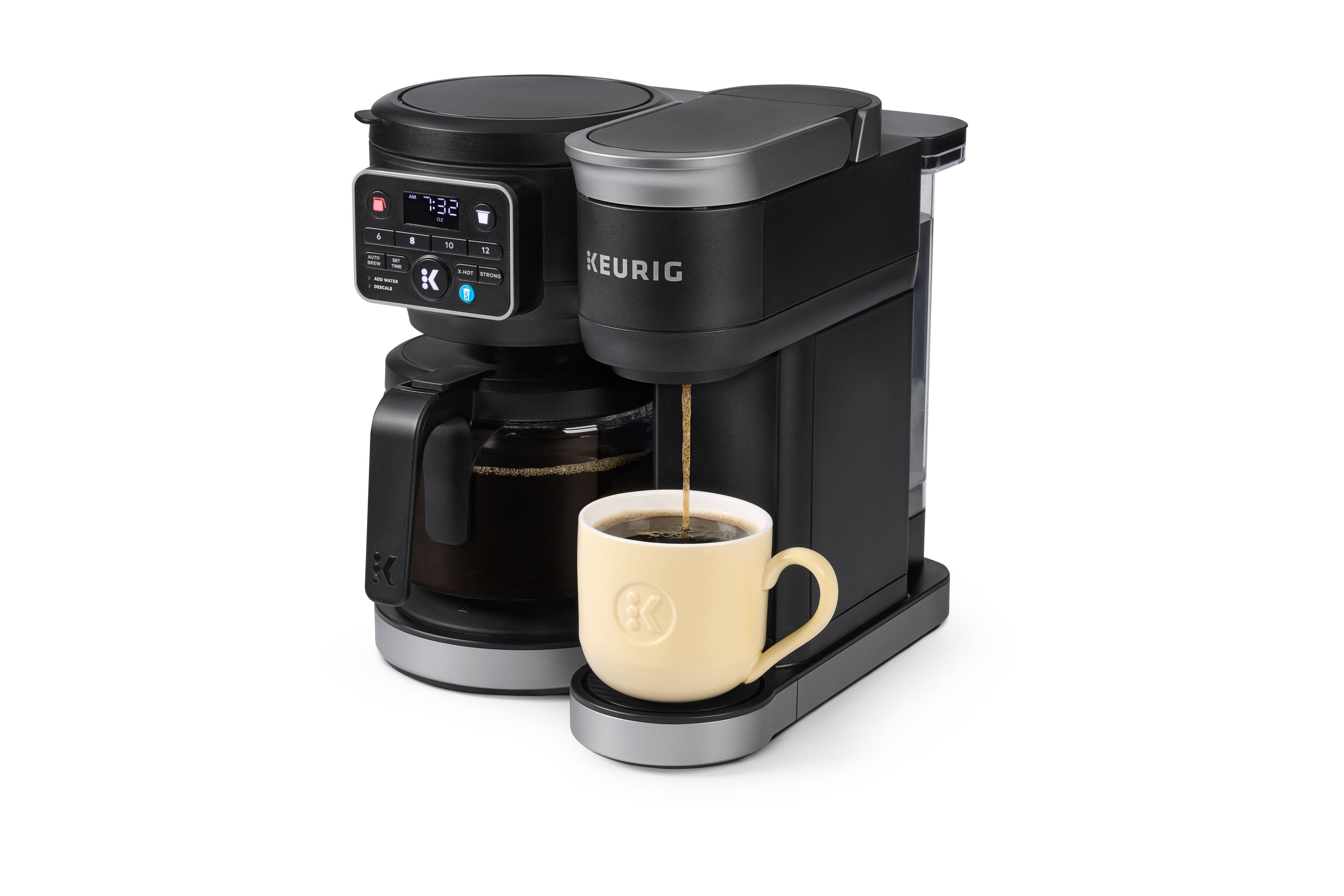 The text on the image reads: "7:32 6 8 10 12 L 1 2 3 4 5 6 7 8 9 10 11 12 KEURIG K-75".