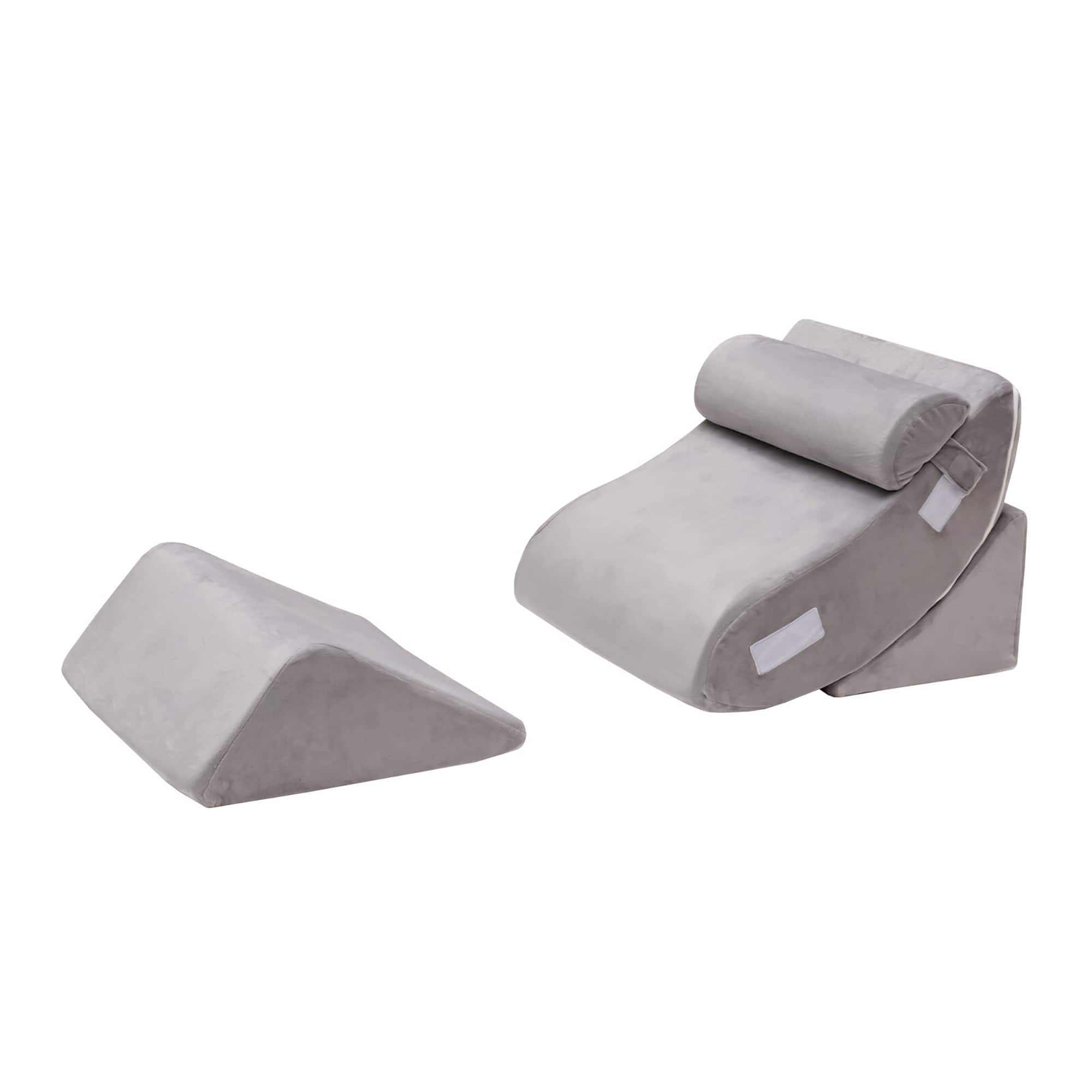 Costway - 4PCS Bed Wedge Pillow Set, Post Surgery Memory Foam Wedge Pillow for Back Neck Leg - Gray