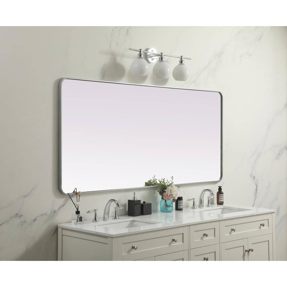 Alt View 7. Elegant Decor - Soft Corner Metal Rectangle Mirror 32x72 Inch in Silver - Silver.