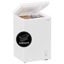 BANGSON - 3.5 Cu.Ft Chest Freezer with Removable Basket & Adjustable Temp, Deep Freezer for Home, Dorms, Apartment, Office - White